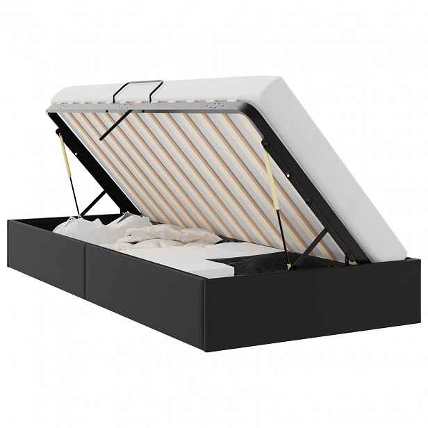 vidaXL Postel s úložným prostorem Černá 100 x 190 cm Umělá kůže