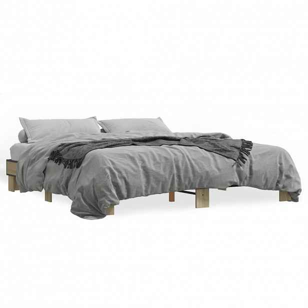 vidaXL Rám postele dub sonoma 200 x 200 cm kompozitní dřevo a kov