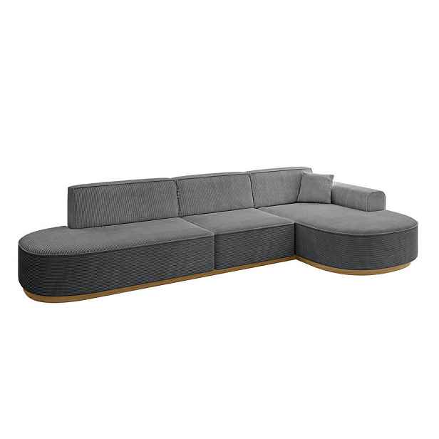 ALTDECOR ROHOVÁ SEDAČKA s otomanem, pravá MARI-L2-v2 328x171x83 Tmavě šedá Manšestr
