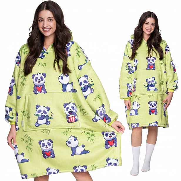 Koc oversize mikina Silná Mikinová Deka 2v1 XXL Vzor Pandy Dárek Bluzo Deka