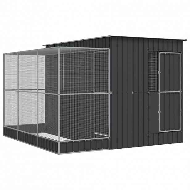 vidaXL Voliéra s přístavbou stříbrná 290 x 303 x 216 cm ocelová