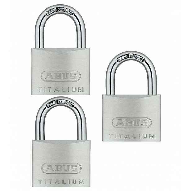 Visací zámek Abus Titalium 727TI/40 40MM stříbrný, třmenový, sada 3 Kusů