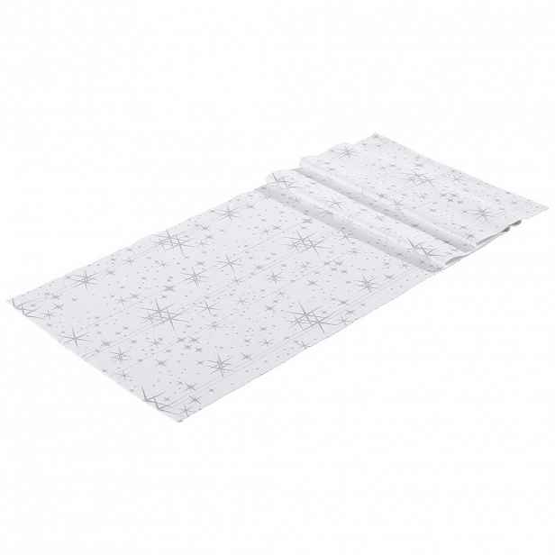 X-Mas BĚHOUN NA STŮL, 40/150 cm, barvy stříbra, bílá