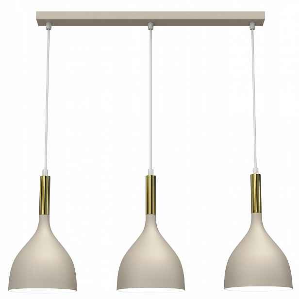 Závěsná stropní lampa Noak béžová zlatá 3xE27 moderní do obývacího pokoje