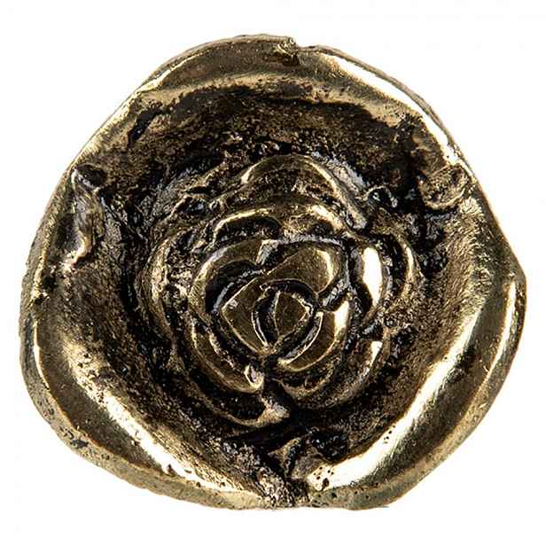 Zlatá antik kovová úchytka ve tvaru květu - Ø 3*3 cm / S3 cm Clayre & Eef