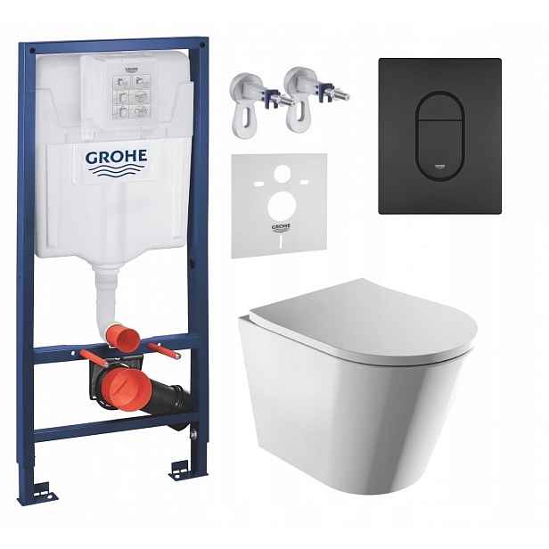 Podomítkový Wc set Grohe s miskou Omnires a tlačítkem černý mat