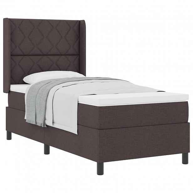 vidaXL Postel s boxspringem s čelo Tmavě hnědá 200 x 100 cm textil