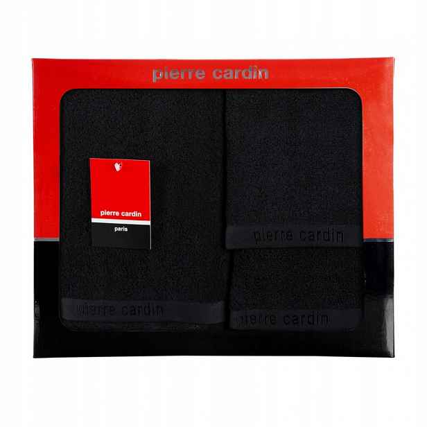 Sada ručníků v krabičce Evi 3dílná černá 430 g/m2 Pierre Cardin