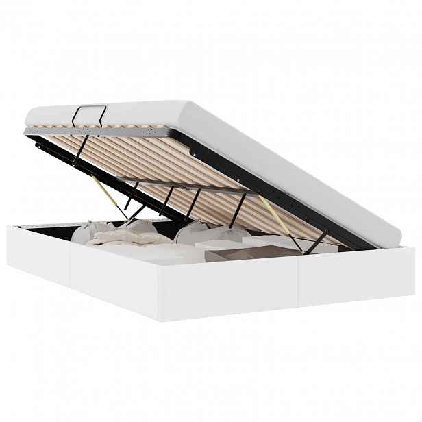 vidaXL Postel s úložným prostorem Úplně bílá 137 x 190 cm Umělá kůže