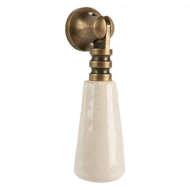 Béžová keramická úchytka klika - 2*2*7 cm / S2 cm Clayre & Eef