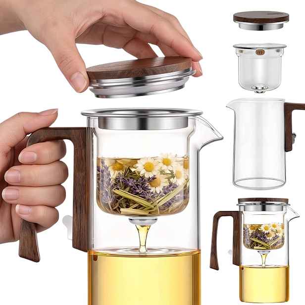 Čajová Konvice Skleněná 720 ML Ohřívač Sada