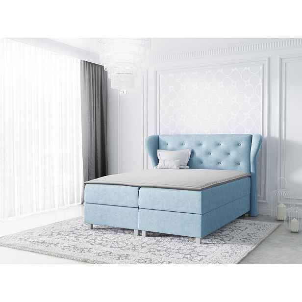 Hotelová manželská postel 160x200 TANIS - modrá + topper ZDARMA