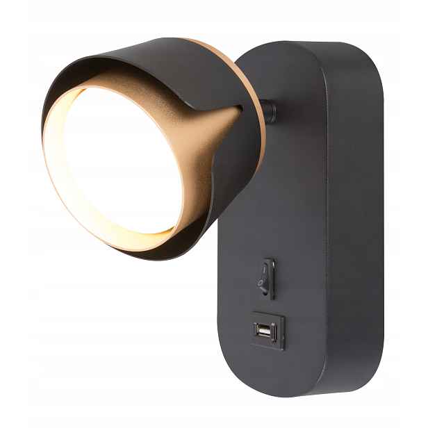 Nástěnné svítidlo s vypínačem Usb Nabíječka na čtení černo zlatá Zuo 1 GX53