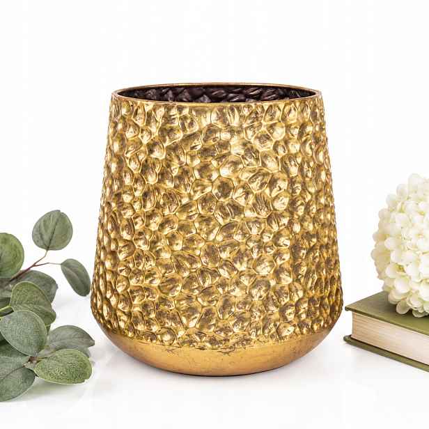 Obal Na Květináč Kovový Zlatý Květináč 23 x 21 cm kov zlatý
