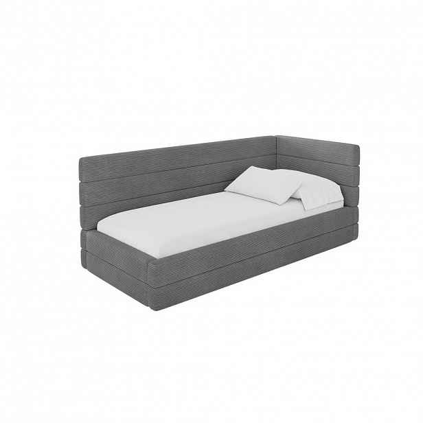 ALTDECOR JEDNOLŮŽKOVÁ POSTEL pro mládež s úložným prostorem, vlevo - BEMY 100x200 tmavě šedá