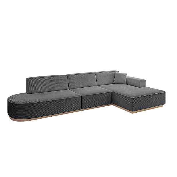 ALTDECOR ROHOVÁ SEDAČKA s otomanem, pravá IREA-L2 327x165x80 Tmavě šedá Manšestr