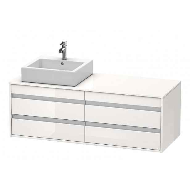 Duravit Ketho - Umyvadlová skříňka 50x140x55 cm, levá, 4 zásuvky, lesklá bílá KT6657L2222