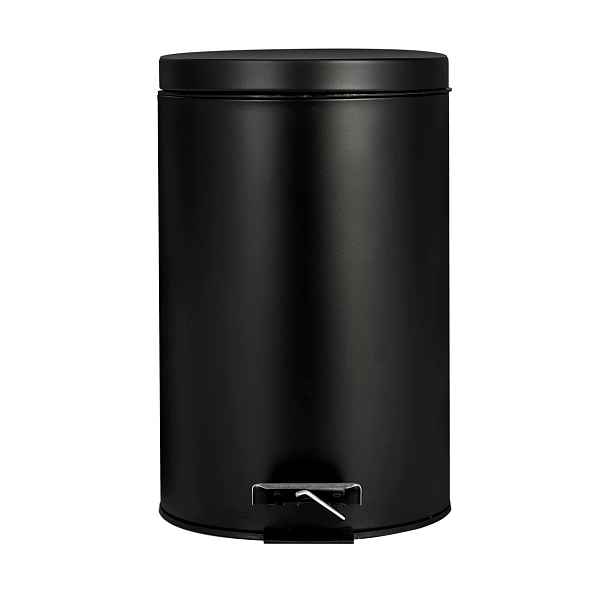 Koupelnový odpadkový koš s pedálem, černý, kovový, 12L