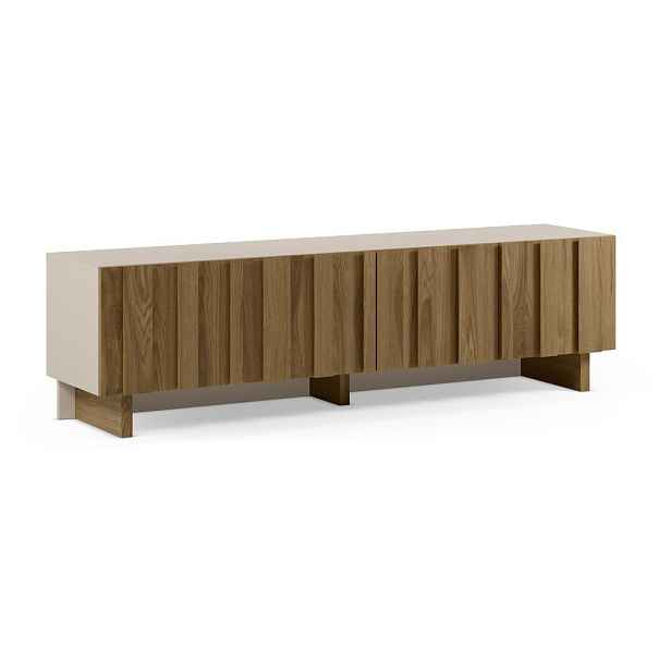 Krémový/v přírodní barvě TV stolek z borovicového dřeva 180x50x43 cm Marlo – Marckeric