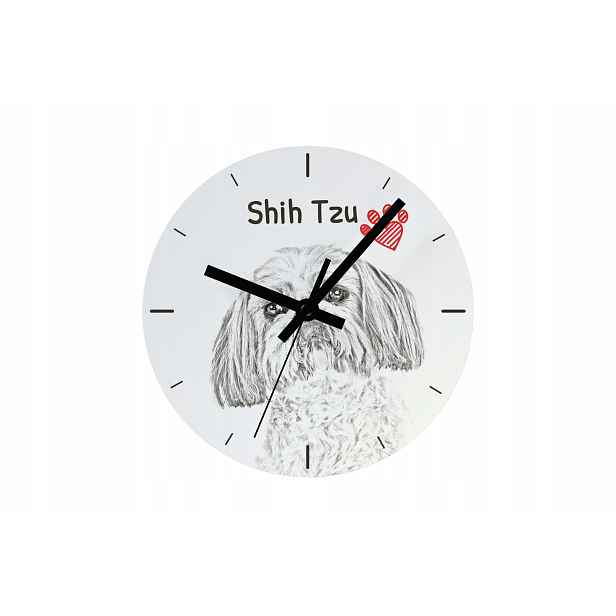 Shih Tzu hodiny se psem závěsné a stojící, personalizace fotografií, 20 cm