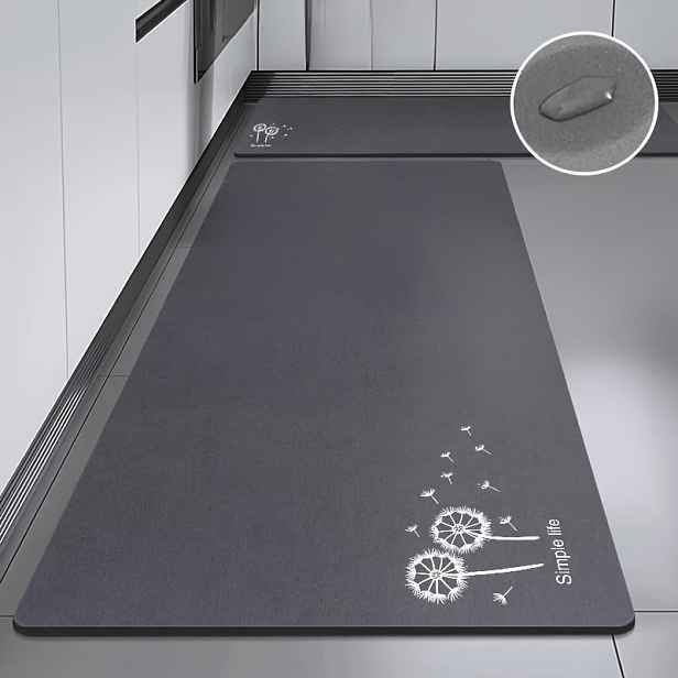 TEMU 1 ks Kuchyňská rohož z diatomické zeminy, 3,7 mm silná rohož do koupele z diatomické zeminy, protiskluzový koberec, kuchyňská rohož, omyvatelný