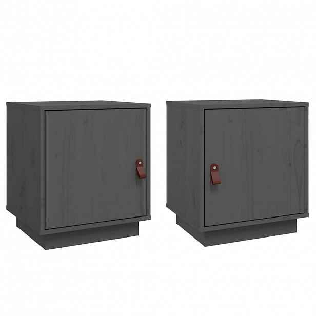 vidaXL Noční stolky 2 ks šedé 40 x 34 x 45 cm masivní borové dřevo