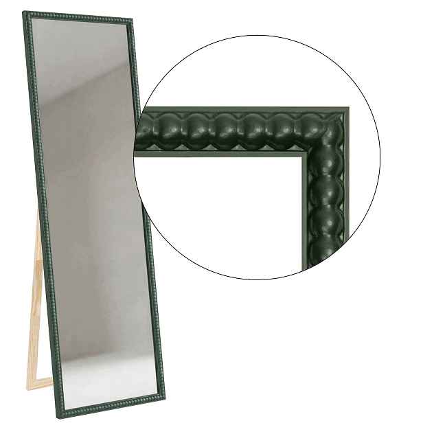 Zrcadlo stojící v rámu Přírodní Bubbleové dřevo 161x41 165x45 zelené