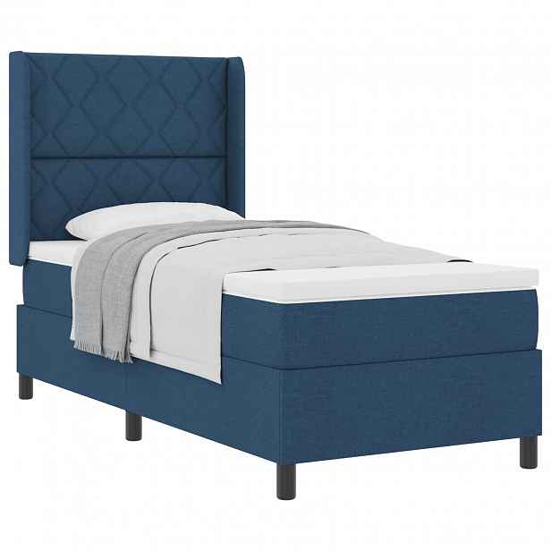 vidaXL Postel s boxspringem s čelo Modrá 200 x 100 cm textil