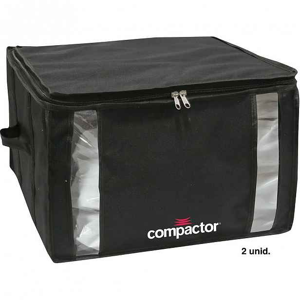 Černý úložný box na oblečení Compactor XXL Black Edition 3D Medium, 125 l