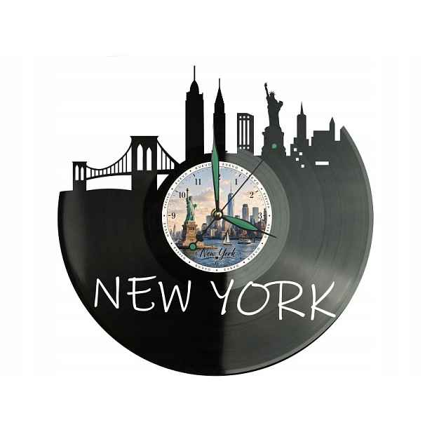 Hodiny New York Město Usa Vinylová deska Dárek Památka Na narozeniny
