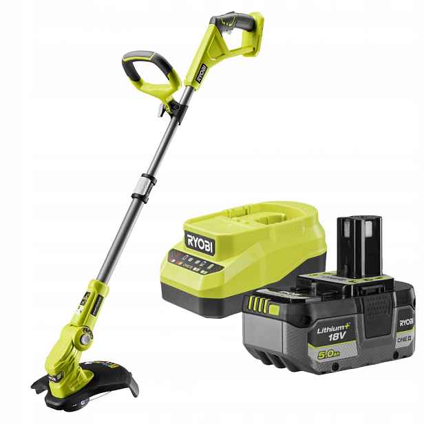 Ryobi Aku Vyžínač 30 cm Křovinořez Na Trávy Nabíječka 5 Ah