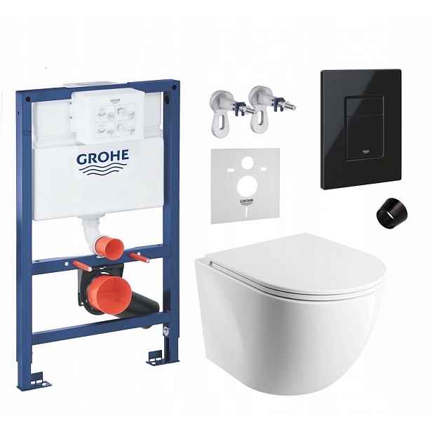 7v1 Podomítkový Wc Set Stelaz 820 mm Wc Mísa Omnires, Tlačítko Černé
