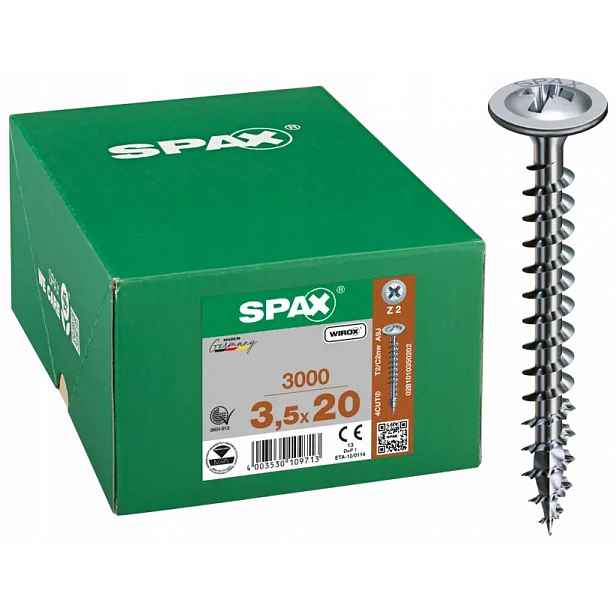 Podložky 3000 ks 3,5*20 Bílé Pozink Spax