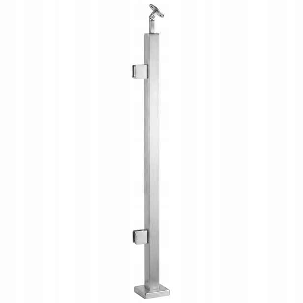 Startovací sloupek pro skleněné zábradlí 110 cm Satén 40x40 mm 2 držáky na sklo