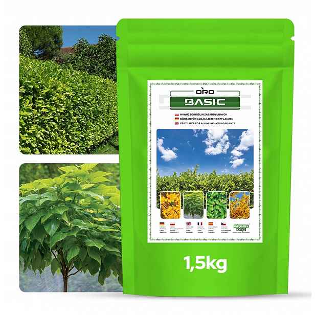Hnojivo pro Catalpy Berberysové Vavříny Bukszpanů Živého plotu 1,5 kg Oro Basic