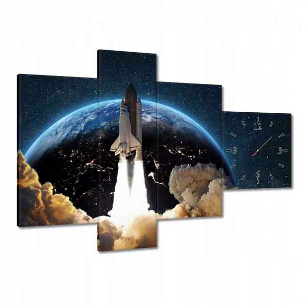 Hodiny 100x70 Start rakety do vesmíru