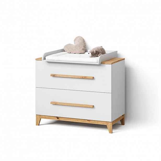 Livinity® KOMODOVÝ PŘEBALOVACÍ STŮL Mailo Bílá/Artisan se 2 zásuvkami