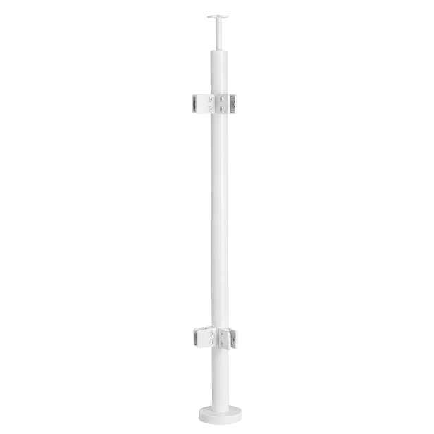 Rohový sloupek pro skleněné zábradlí 100 cm Bílý fi 42 mm Loft