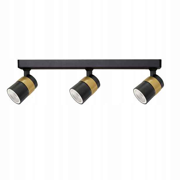 Stropní svítidlo na stěnu s 3 nastavitelnými reflektory, černá, zlatá Light Prestige