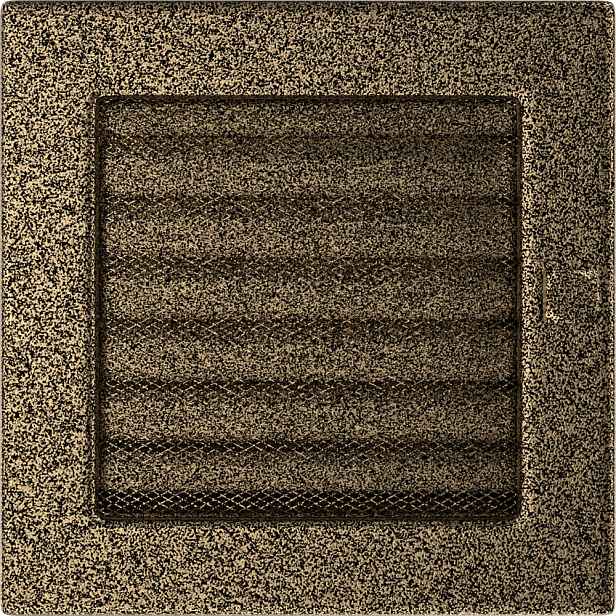 Ventilační mřížka 17x17 černo-zlatá s žaluzií