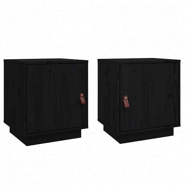vidaXL Noční stolky 2 ks černé 40 x 34 x 45 cm masivní borové dřevo