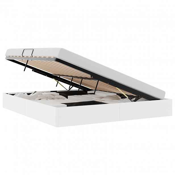 vidaXL Postel s úložným prostorem Úplně bílá 183 x 213 cm Umělá kůže