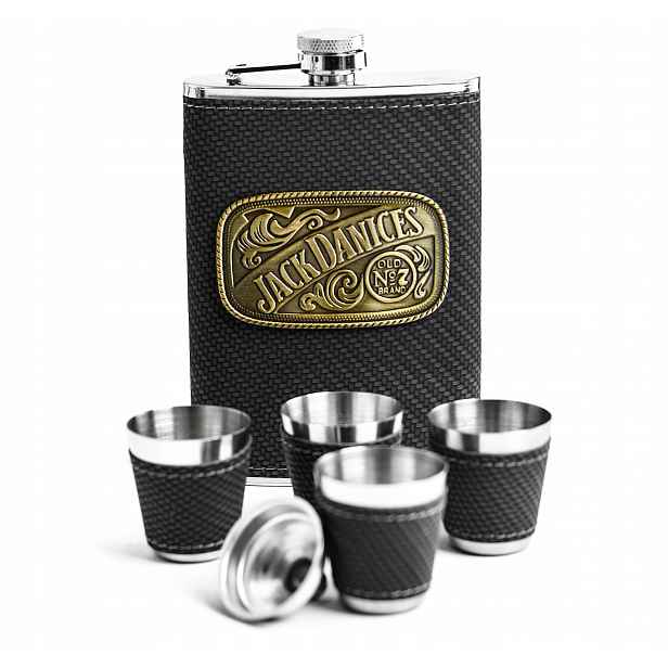 Set Dárek Placatka Skleničky Trychtýř Jack D Elegantní V Krabičce