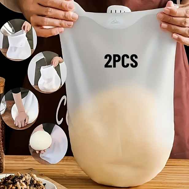 TEMU 2 ks Silikonové sáčky na hnětení těsta pro restaurace a domácí použití - Odolný potravinářský nepřilnavý povrch, tepelně odolné a opakovaně
