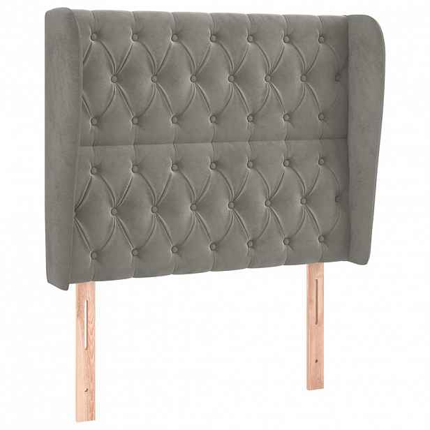 vidaXL Čelo postele typu ušák světle šedé 103x23x118/128 cm samet