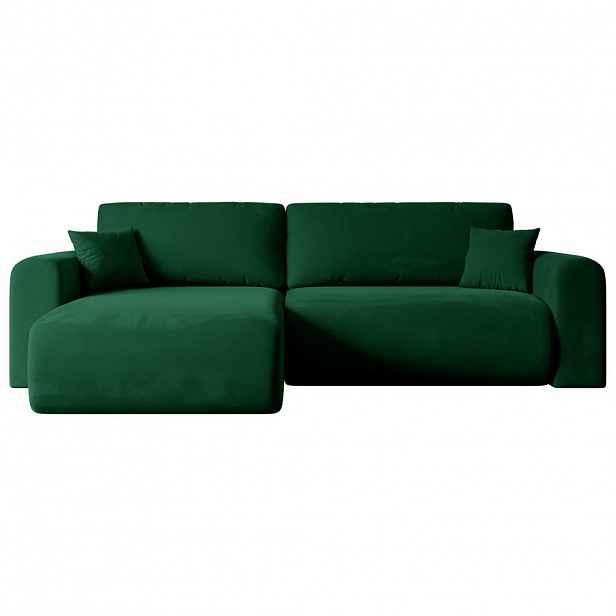 ALTDECOR ROHOVÁ SEDACÍ SOUPRAVA s funkcí lůžka a úložným prostorem ORRO-L – 272 × 145 × 83 cm, zelený velur