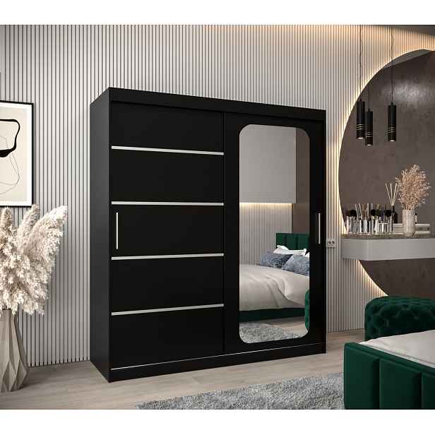 Zrcadlová skříň DONICELA 3 - 180 cm, černá