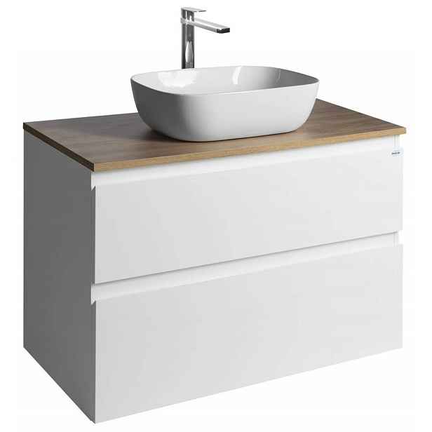 Aqualine Altair - Umyvadlová skříňka 60x87x45 cm, 2 zásuvky, bílá/dub emporio AI290-02
