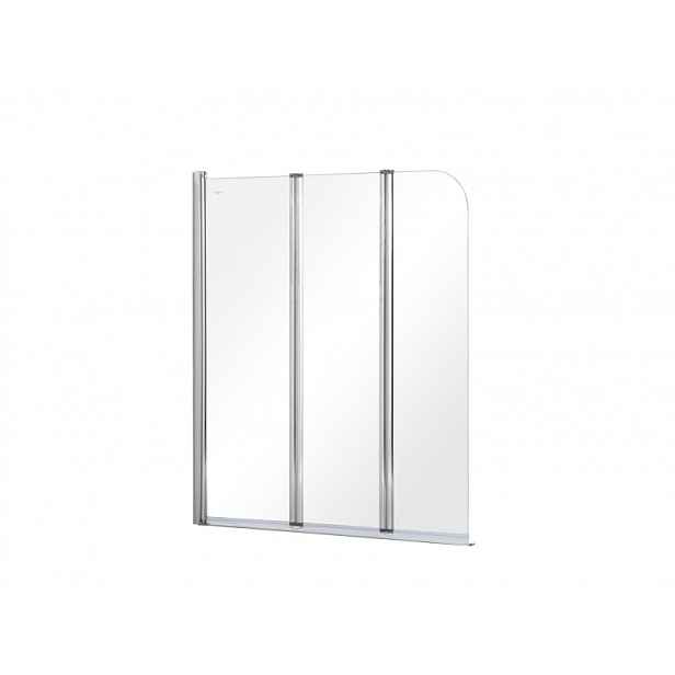 BESCO Vanová zástěna PRIME 3 - 120 x 140 cm; skládací; hliník chrom; čiré bezpečnostní sklo - 5 mm