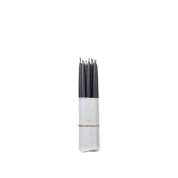 Dlouhé máčené svíčky 10 ks průměr 1,2 cm Broste SMOOTH - tmavě šedé